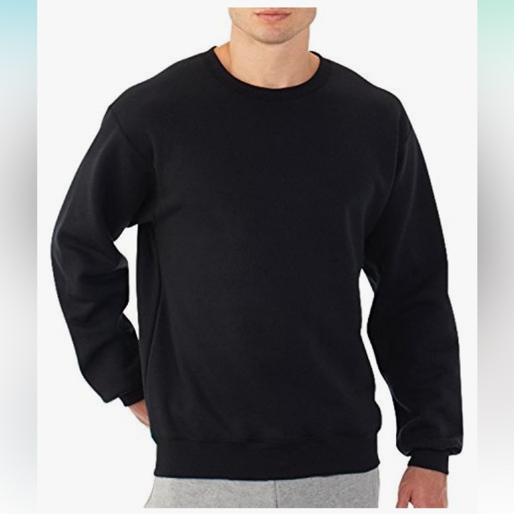 Fruit of the Loom Black Crewneck Sweatshirt Fleece Pullover Size Large L